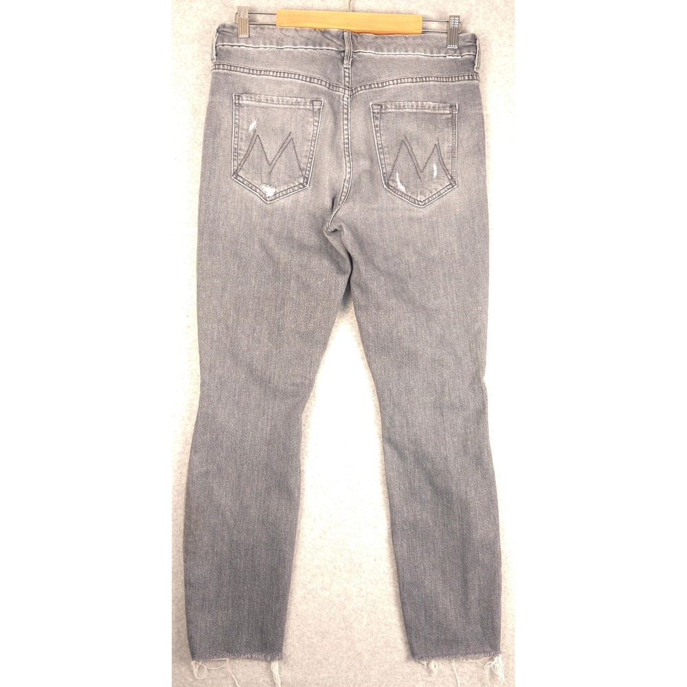 MOTHER Women Jeans High Rise Faded Gray Distressed - Picture 6 of 9